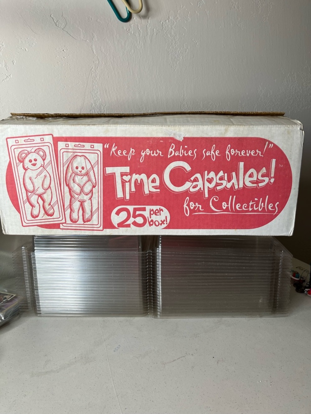 Time Capsules for Collectibles - Pink & White Branded Box